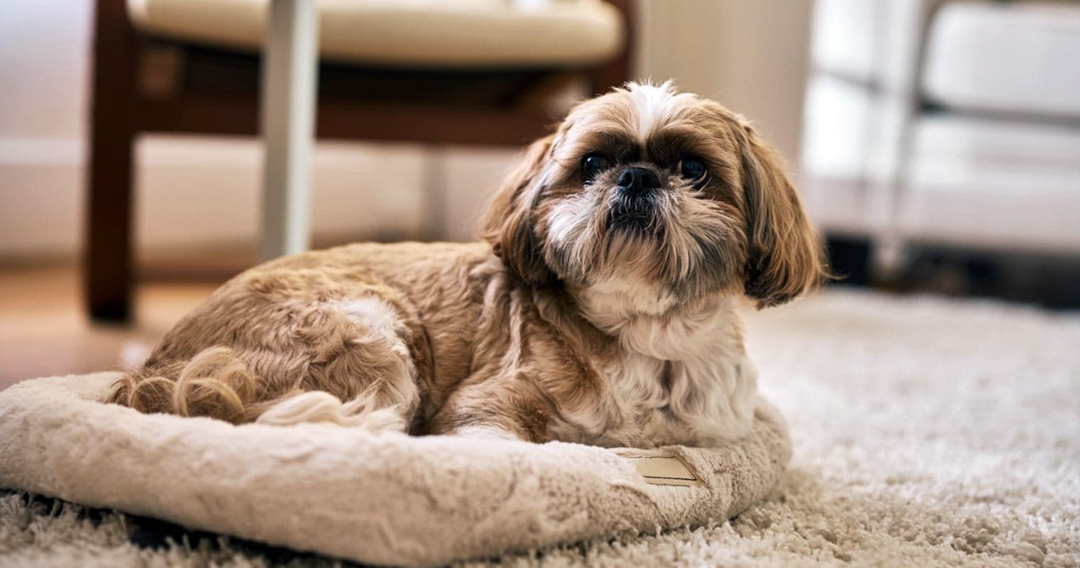 Shih tzu with bright eyes and a soft fluffy coat